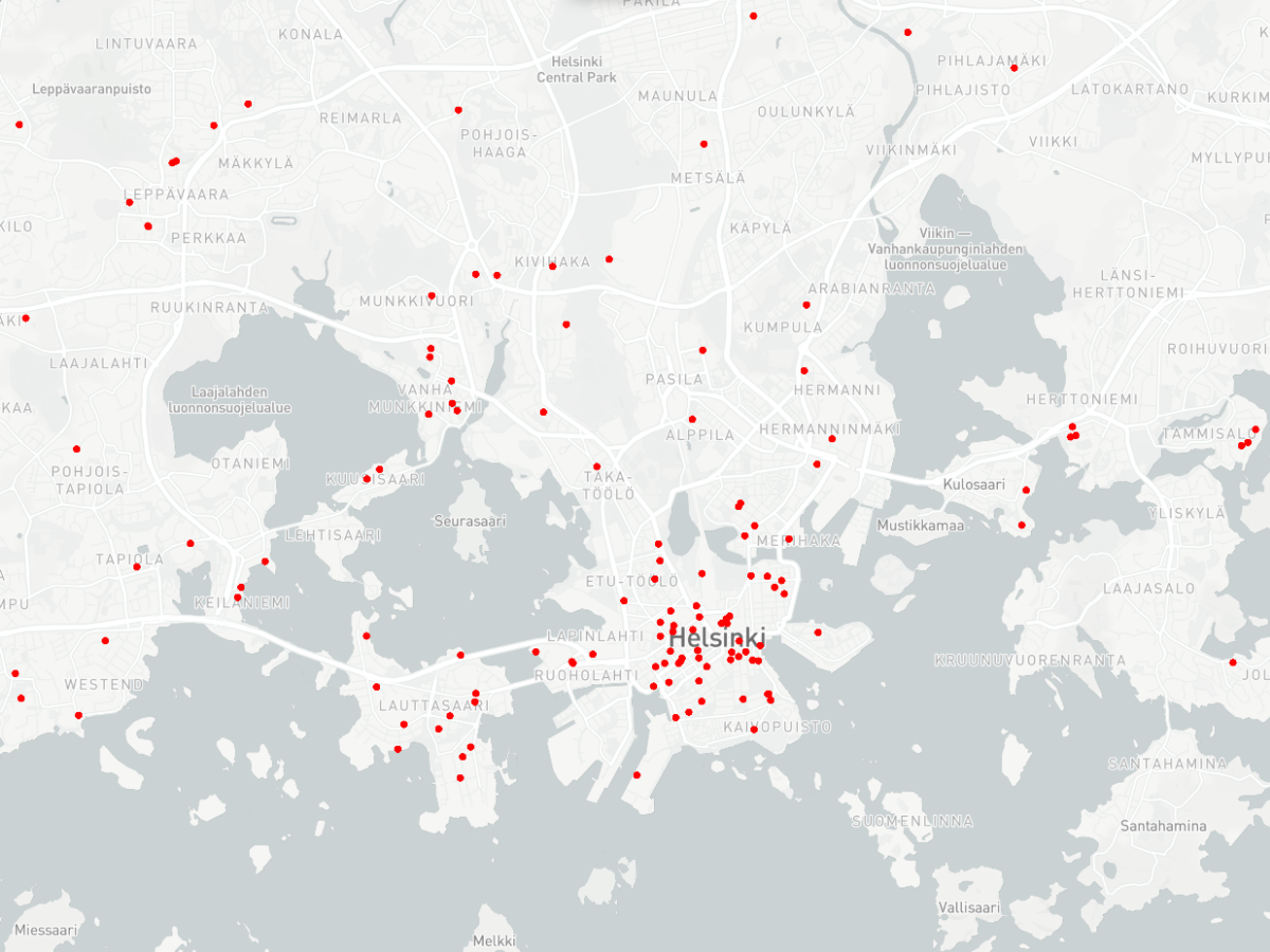 Map of Helsinki offshore locations