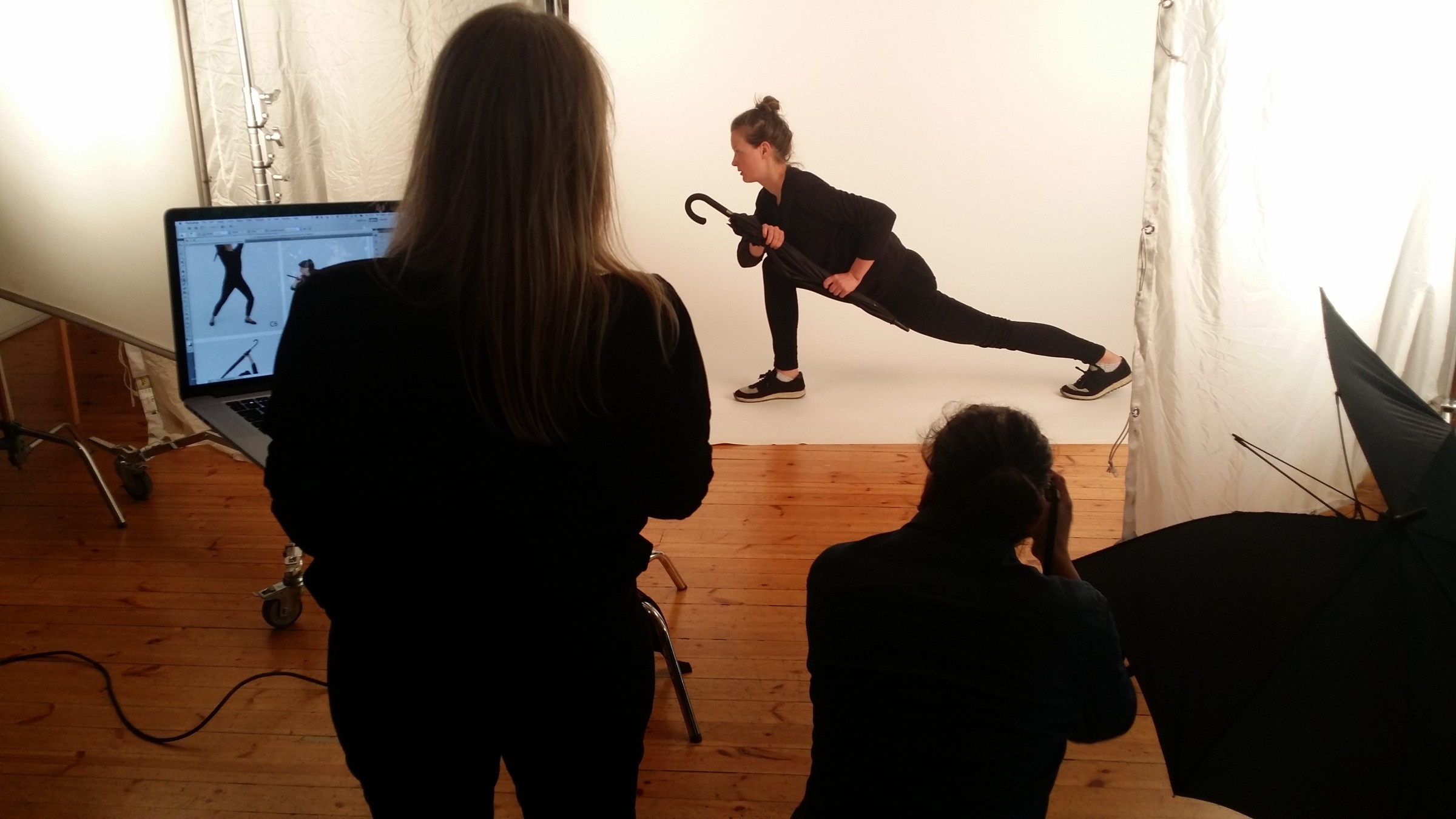 Taking photo of a model at a photo studio