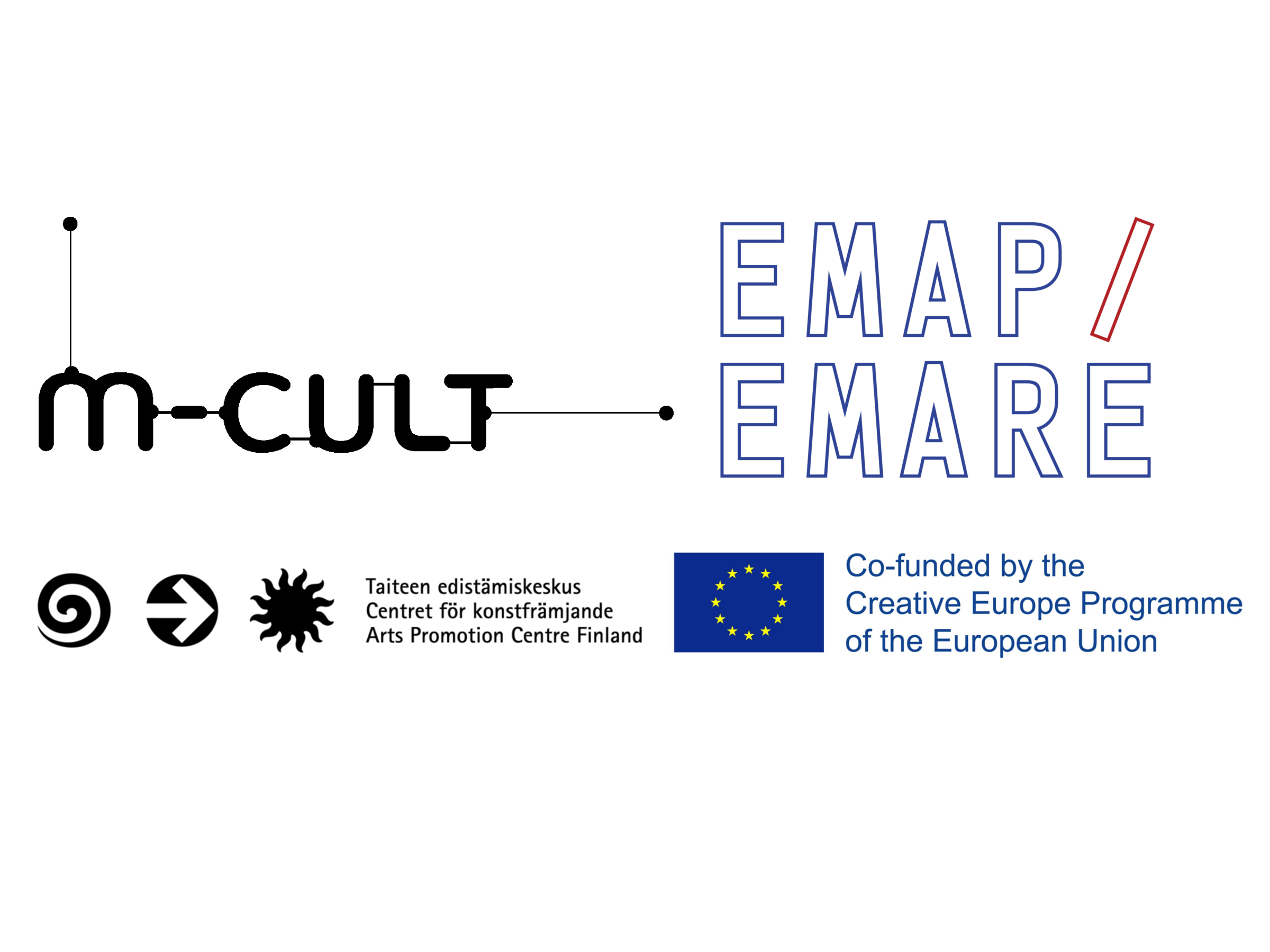M-Cult, EMAP, EU,Taike logos